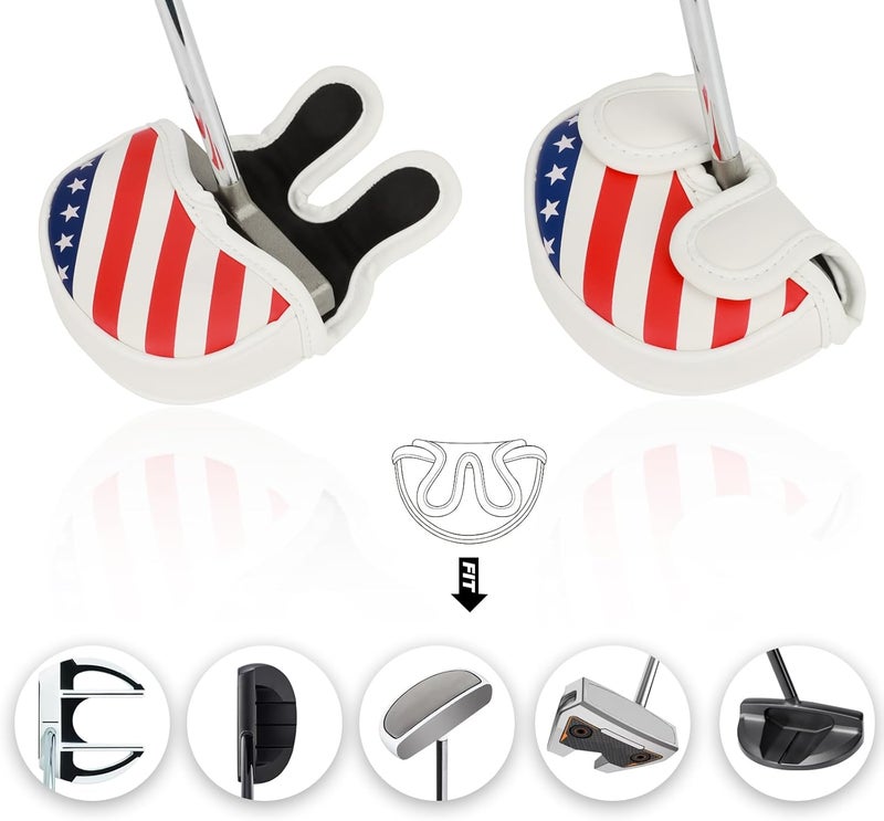 Frimon Golf Club Head Covers,4pcs or 1pc USA Golf Head Covers for Woods and Driver Fairway Hybrid - PU Leather Mallet Blade Putter for Men Women Golf Enthusiast - Image 4